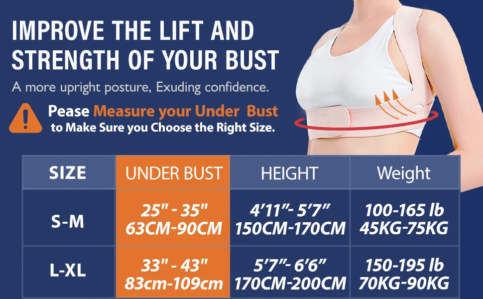 Posture Corrector for Women and Men, Vicorrect Adjustable Upper Back Brace for Clavicle Support and Providing Pain Relief from Neck, Shoulder, and Upper Back S-M (25"-35") Small/Medium - table size