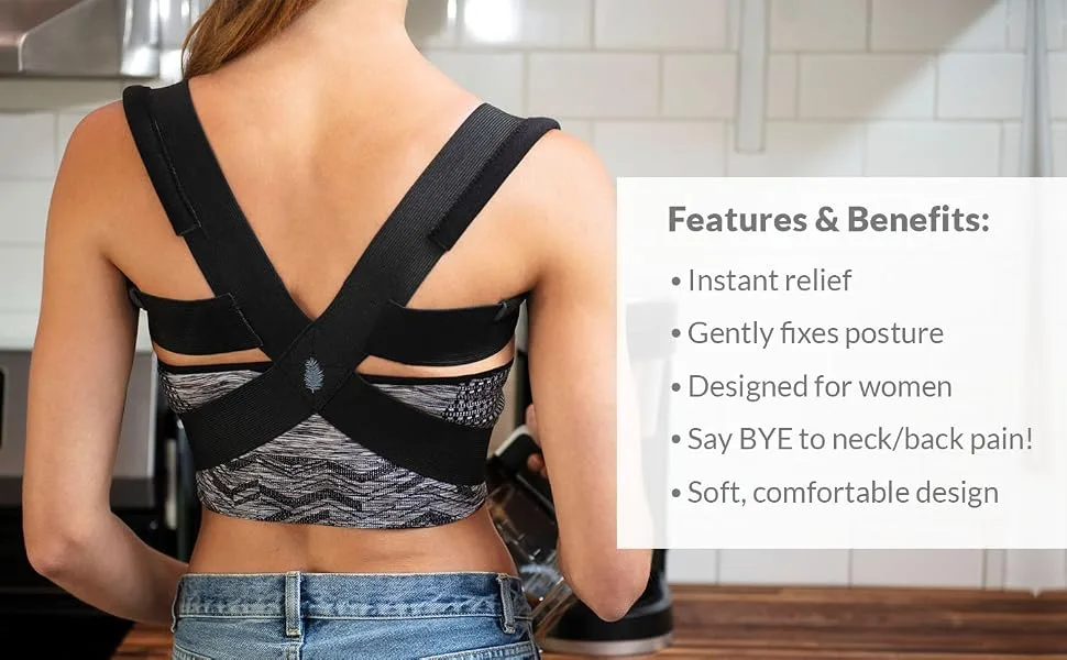 Posture Corrector - Fully Adjustable Breathable Clavicle Chest Back Support Brace for Improves Posture & Provide Lumbar Support Back Pain Relief - Perfect for Men & Women - Medium Medium (Pack of 1) - Features & Benefits