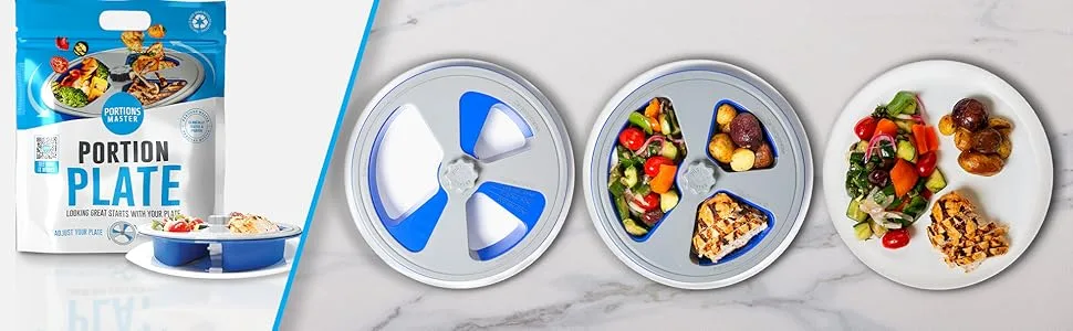 Portions Master All in One Plate | Diet Weight Loss Aid | Food Management & Servings Control (All in One) - portion control plate tools