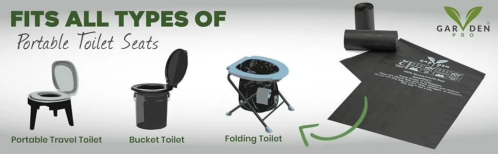 Portable Toilet Replacement Bags | 20 Liners, 8 Gallon 100% Compostable for Camping | OK Compost Home Certified, Plastic Free Black 8G - usage