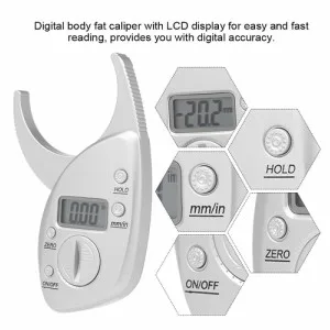 Portable Skin Fat Caliper Tester mm inch LCD Screen Athletic Women/Men Body Tools Monitoring Kit - fat caliper