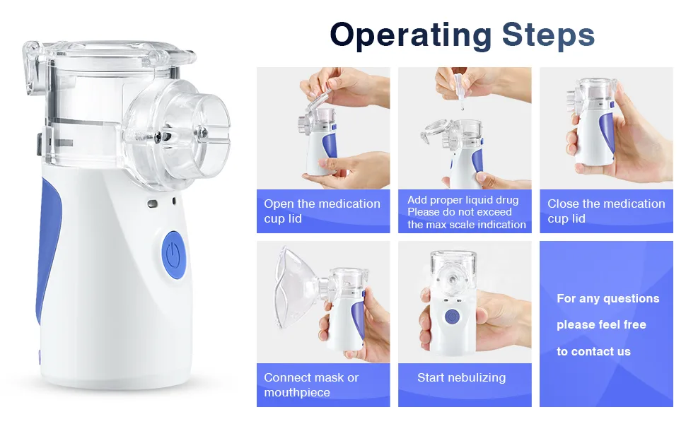 Portable Nebulizer, Nebulizer Machine for Adults and Kids, Ultrasonic Mesh Nebulizer for Home Daily Use, Steam Inhaler for Breathing Problems Blue - product information 2