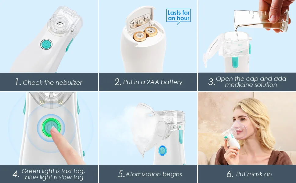 Portable Nebulizer Machine for Adults and Kids, Handheld Mesh Nebulizer, Mist Adjustable Steam Inhaler for Lung Problems, Suit Personal Travel or Home Daily Use Beige - nebulizer machine