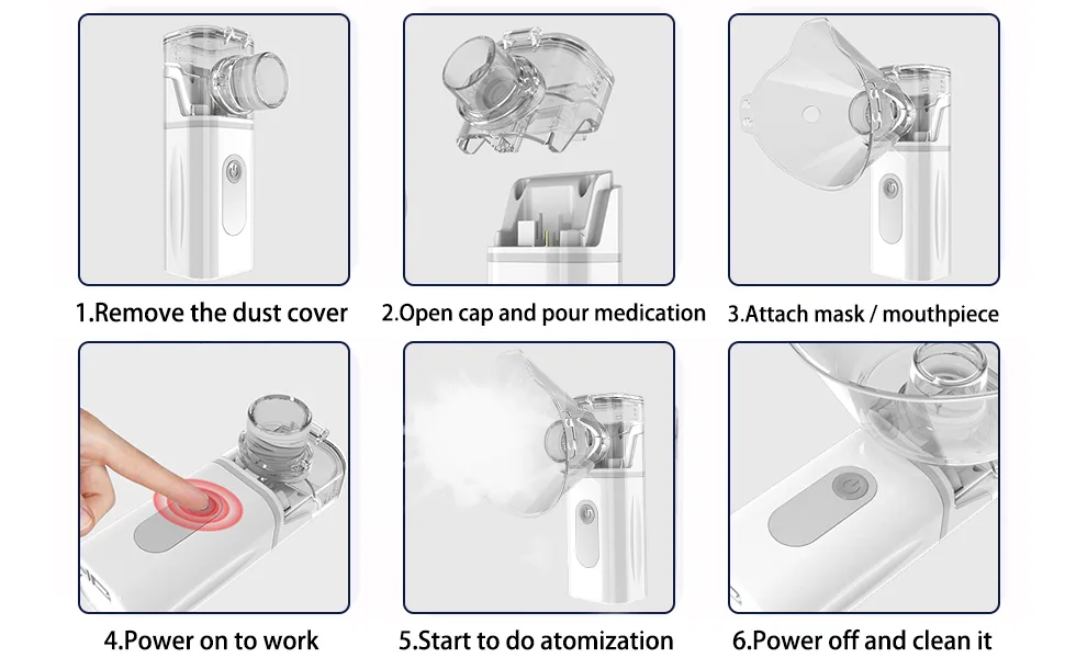 Portable Nebulizer - Handheld Mesh Atomizer Machine for Kids Adults, Ultrasonic Nebulizer Personal Inhalers for Breathing Problems - product information 6