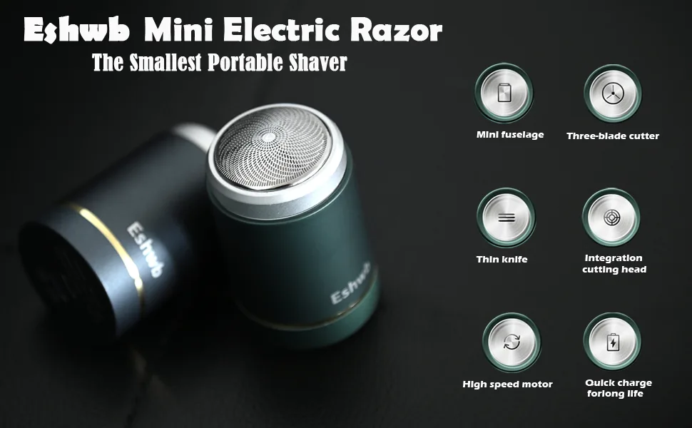 Portable Electric Shaver for Men, Mini Beard Trimmer Small Size, Quick Charging,with Clean Brush,Travel Men's Razors (Gray) - electric razor for men