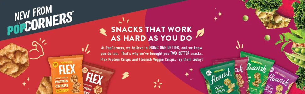 Popcorners Flex Protein Chips Variety Pack, Plant-Based Protein, Gluten Free, Variety Pack (2 Flavor) 18 Count (Pack of 1) - Popcorners, Flex