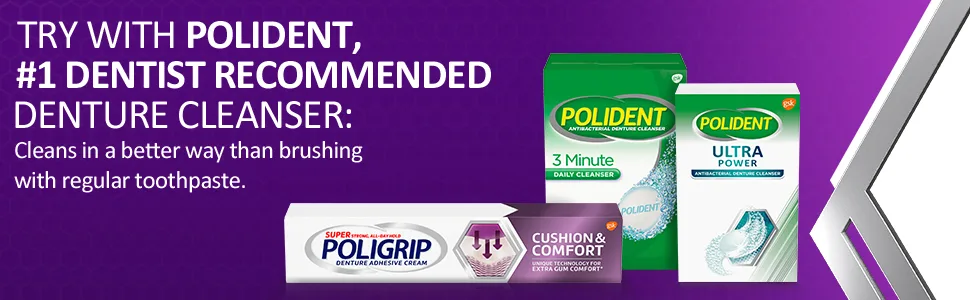 Poligrip Cushion & Comfort, Denture and Partials Adhesive Cream, 2.2 ounces - try with poldient and poligrip