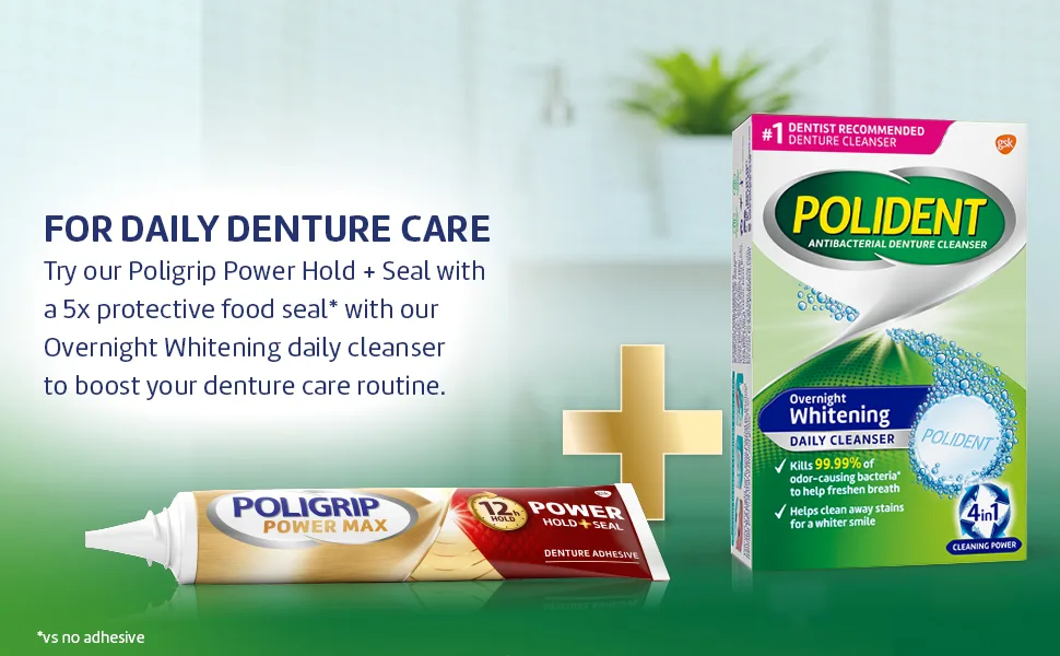 Polident Overnight Whitening Antibacterial Denture Cleanser Effervescent Tablets, 120 count - Polident Overnight Whitening