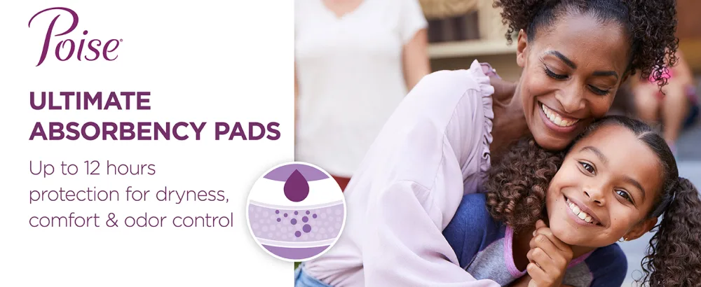 Poise Incontinence Pads, Long, 45 Count (Pack of 2) - Poise Ultimate