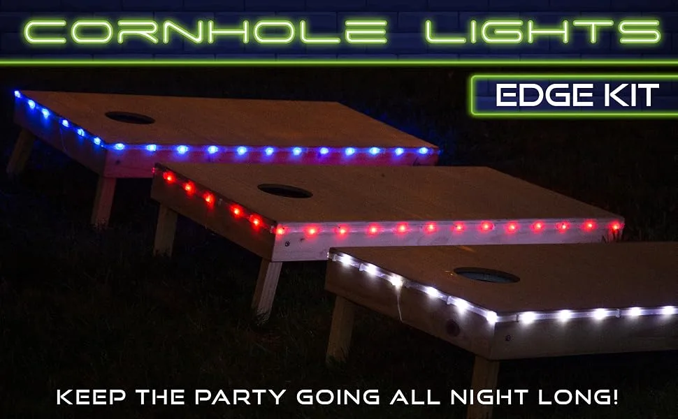 Play Platoon Cornhole Lights for Hole - LED Cornhole Lights Fit for Standard Cornhole Boards and Cornhole Bags, 2 Pack White - cornhole edge lights