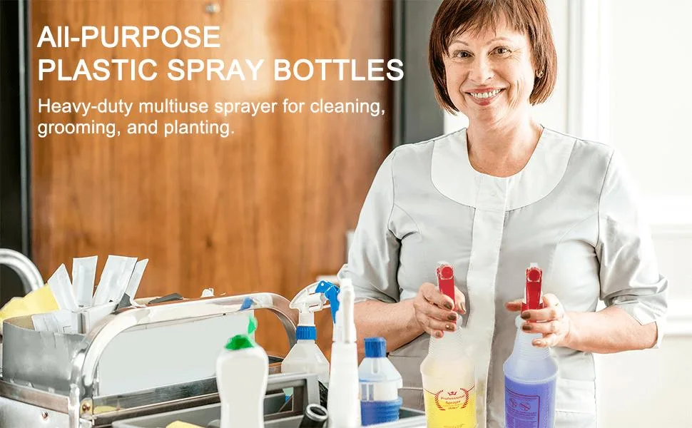 Plastic Spray Bottle 2 Pack, 32 Oz, All-Purpose Heavy Duty Spraying Bottles Sprayer Leak Proof Mist Empty Water Bottle for Cleaning Solution Planting Pet with Adjustable Nozzle - Red - Plastic Spray Bottles 32 Oz for Cleaning Solutions