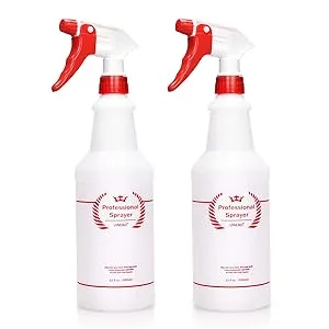 Plastic Spray Bottle 2 Pack, 32 Oz, All-Purpose Heavy Duty Spraying Bottles Sprayer Leak Proof Mist Empty Water Bottle for Cleaning Solution Planting Pet with Adjustable Nozzle - Red - Plastic Spray Bottles 32 Oz for Cleaning Solutions