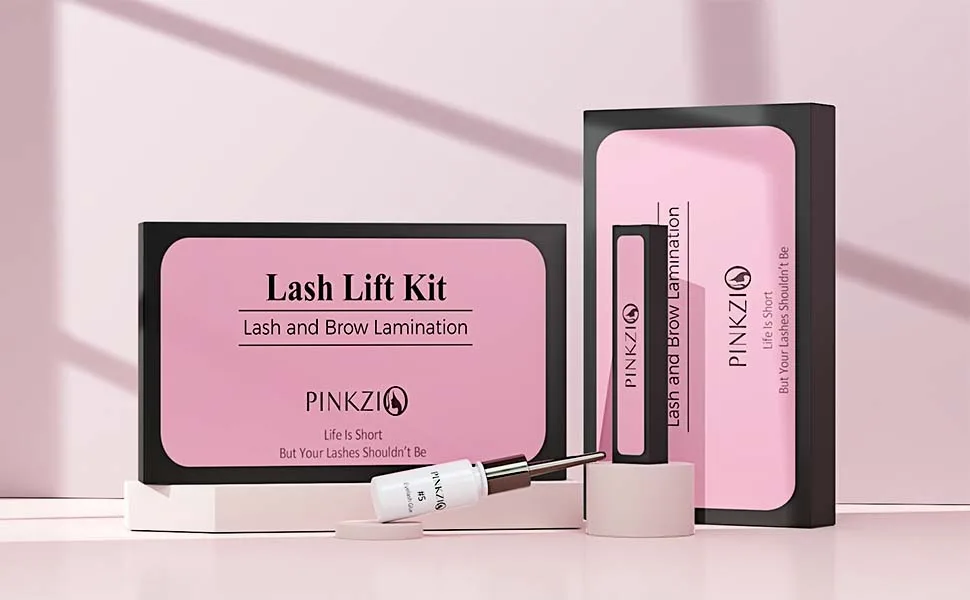 PINKZIO Lash Lift Kit Eyelash Perm Kit, Professional Eyelash Lash Curling, Semi-Permanent Curling Perming Suitable For Salon, Pink - lash lift