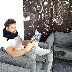 Pinched Nerve Neck Stretcher Cervical Traction Device for Home Pain Treatment | Inflatable Spinal Decompression Collar Unit Muscle Strain Injury Relief | Herniated Disc Problems Remedy Kit (Blue) - Office Neck Decompression Device Herniated Disc Problems Cervical Collar Pain Remedy Unit