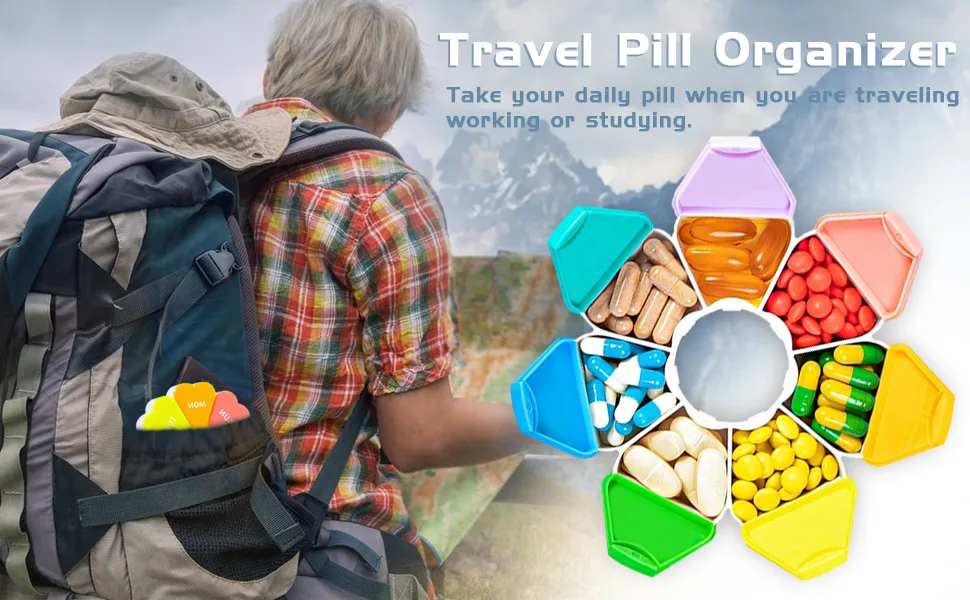 Pill Organizer Weekly - Pill Box 7 Day - Medication Reminder Moisture Proof & Lightproof Pill Case - Portable Travel Pill Container for Vitamins/Fish Oil 1 Pack - pill organizer