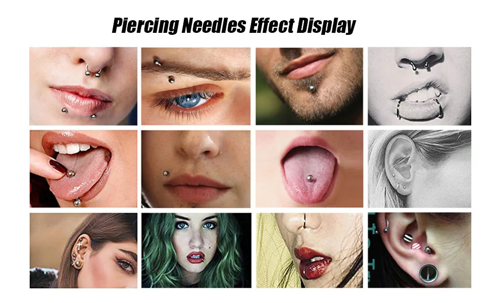 Piercing Needles - LQ 100Pcs 16G Body Piercing Needles Disposable Professional Piercing Needles for Body Ear Navel Nose Lip Nipple (16G 100PC) - Piercing Needles Effect Display