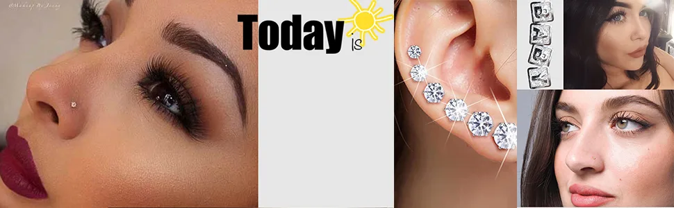 Piercing Kit Include 2 Pack Nose Piercing Kit and 2 Pack Ear Piercing Kit, Simple and Safe to Use, Great for Beginners (Silver) - Nose Piercing Gun
