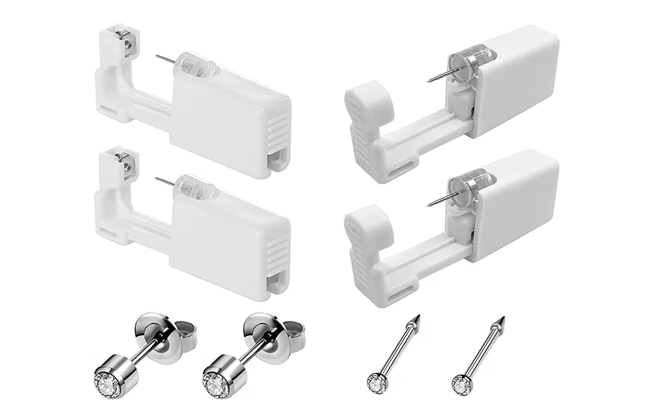 Piercing Kit Include 2 Pack Nose Piercing Kit and 2 Pack Ear Piercing Kit, Simple and Safe to Use, Great for Beginners (Silver) - Self Nose Piercing Gun