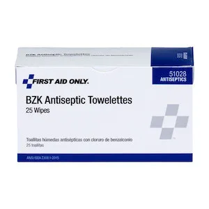 PhysiciansCare First Aid Antiseptic Towelettes, Box of 25 Individually Wrapped - Cleans