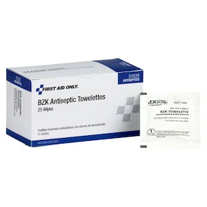 PhysiciansCare First Aid Antiseptic Towelettes, Box of 25 Individually Wrapped - First Aid Only