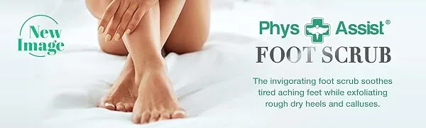 PhysAssist Foot Scrub 8 oz. with Tea Tree, Peppermint Soothes and Exfoliates Promoting a Deep Cooling Sensation Leaving Feet Feeling Calm and Refreshed. - FootScrub