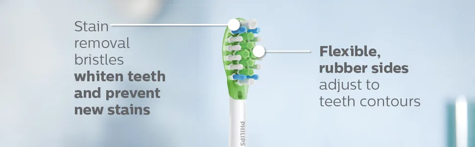 Philips Sonicare Genuine W3 Premium White Replacement Toothbrush Heads, 4 Brush Heads, Black, HX9064/95 4 Black - stain removal bristles whiten teeth and prevent new stains brush heads