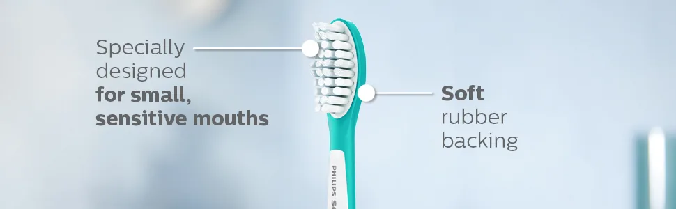 Philips Sonicare for Kids replacement toothbrush heads, HX6042/96, 2-pk Kids 7+ - designed for small sensitive mouths with soft rubber backing