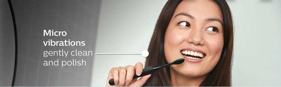 Philips One by Sonicare Rechargeable Toothbrush, Shadow Black, HY1200/06 Shadow Black Rechargeable - Micro vibrations gently clean and polish