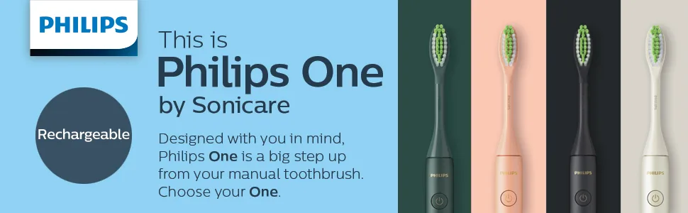 Philips One by Sonicare Rechargeable Toothbrush, Shadow Black, HY1200/06 Shadow Black Rechargeable - Philips One by Sonicare Rechargeable Toothbrush, Sage, HY1200/08