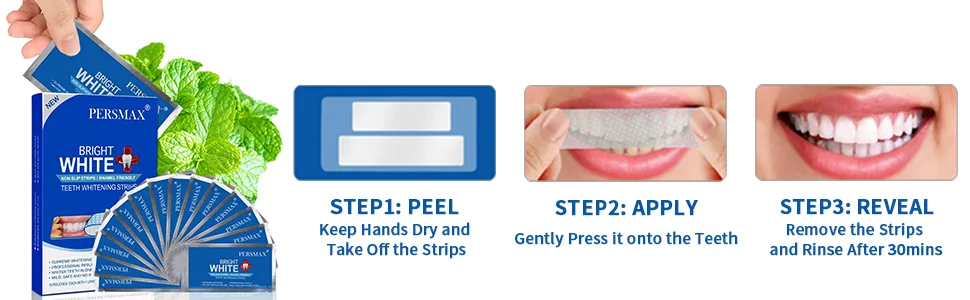 PERSMAX Teeth Whitening Strips, Non-Slip Dental Whitener Professional Effect Whitening Strips, 14 Treatments 28 Strips - whitening paste