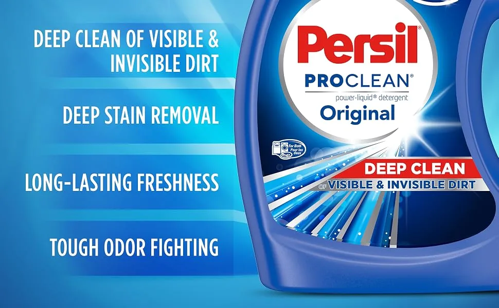 Persil Liquid Laundry Detergent, ProClean Scent, 2X Concentrated, 110 Loads, Blue, 82.5 Fl Oz, Original Original Scent 82.5 Fl Oz (Pack of 1) - Persil Original 2X Laundry Detergent Liquid