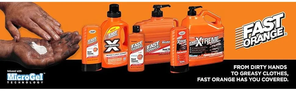 Permatex 25217 Fast Orange Pumice Lotion Hand Cleaner, 1/2 Gallon (64 Ounce). - hand cleaner, hand scrub, hand lotion, cement remover, grease remover, hand repair, water less soap