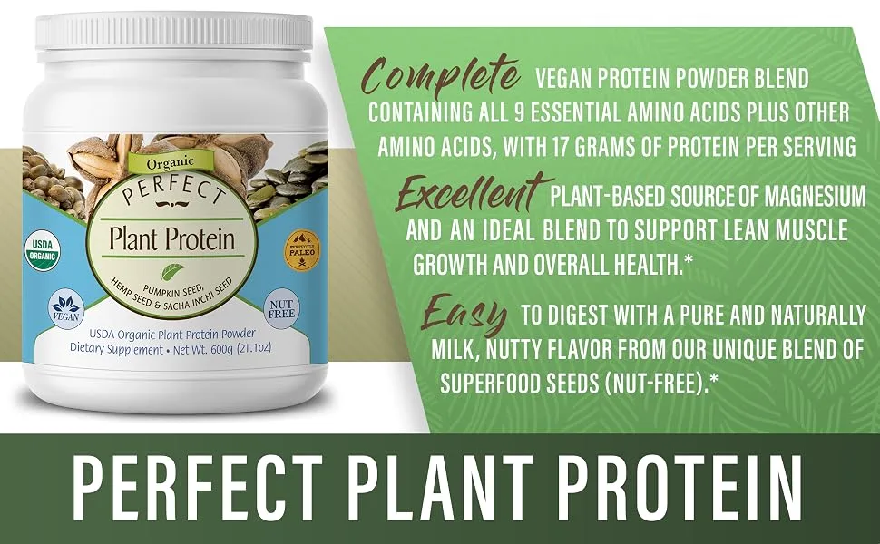 Perfect Supplements  Perfect Plant Protein Powder  600 Grams  Pumpkin Seed  Hemp Seed & Sacha Inchi - product information 3