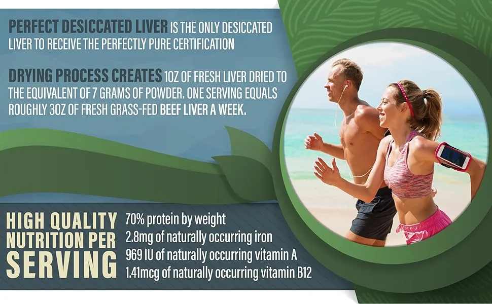 Perfect Supplements  Perfect Desiccated Liver  120 Capsules - Undefatted Beef Liver  Natural Source of Protein, Iron, Vitamins A & B - product information 4