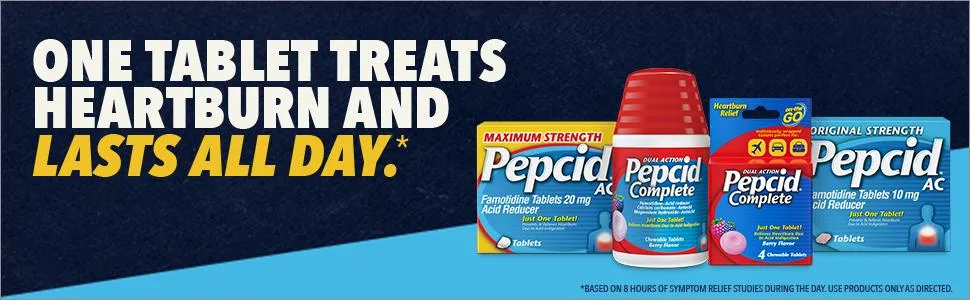 Pepcid Complete Acid Reducer + Antacid Chewable Tablets, Heartburn Relief, Mint, 50 ct 50 Count (Pack of 1) - One Tablet Treats Heartburn And Lasts All Day.