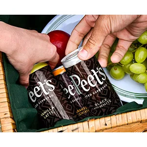 Peet's True Iced Espresso Black & White 8 oz Cans (12Count) Lightly Sweetened Single-Origin Colombian Espresso Milk & Cane Sugar 100 Calorie - Peet
