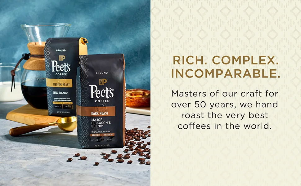 Peet's Coffee, Dark Roast Decaffeinated Ground Coffee - Decaf House Blend 18 Ounce Bag Decaf House Blend 18 Ounce (Pack of 1) - product information 2