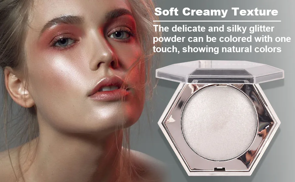 Pearl White Shimmer Glitter Highlighter Highlight Makeup Contour Powder,Glitter Sparkles Highlighter Face Illuminator Highlighter, Highlighter+Makeup iluminadores Illuminator Make Up (Shiny Silver) - Pearl White Shimmer Highlighter Highlight Makeup Contour Powder