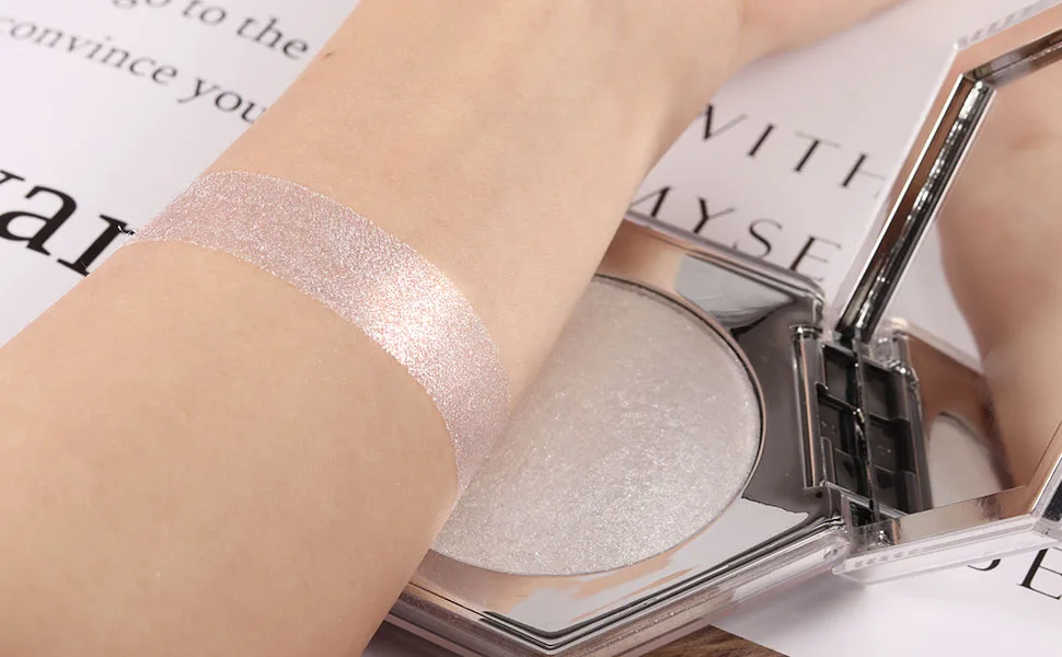 Pearl White Shimmer Glitter Highlighter Highlight Makeup Contour Powder,Glitter Sparkles Highlighter Face Illuminator Highlighter, Highlighter+Makeup iluminadores Illuminator Make Up (Shiny Silver) - Pearl White Shimmer Highlighter Highlight Makeup Contour Powder