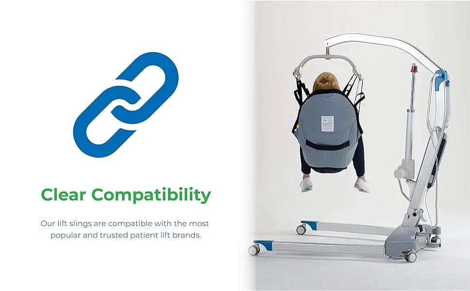 Patient Aid Padded U-Sling with Head Support, Universal Patient Lift Sling, Size Large, 225-375 lbs Capacity - Patient Aid Padded U-Sling with Head Support - Clear Compatibility