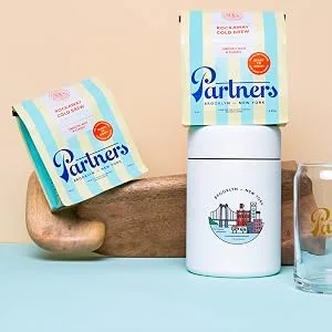 Partners Rockaway Blend | Cold Brew Coffee Bags | Medium Roast Ground Coffee | 12 ounces - 4 x 3oz Bags | Cold Brew Made Simple - Partners-coffee-cold-brew-perfect-with-milk
