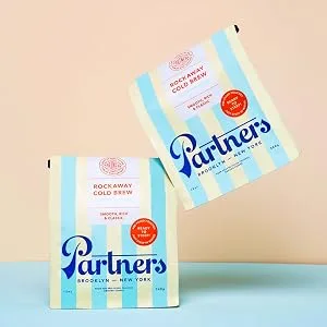 Partners Rockaway Blend | Cold Brew Coffee Bags | Medium Roast Ground Coffee | 12 ounces - 4 x 3oz Bags | Cold Brew Made Simple - Partners-coffee-rockaway-cold-brew-pouches