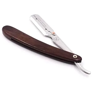 Parker's Walnut Wood Handle Barber Straight Razor for Men and 5 Razor Blades - parker safety razor