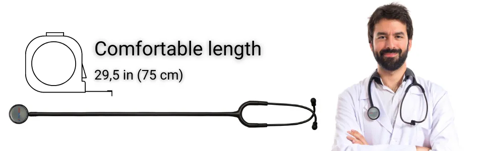 PARAMED Stethoscope - Classic Dual Head - for Doctors, Nurses, Med Students, Professional Pediatric, Medical, Cardiology, Home Use - Extra Diaphragm, 4 Eartips, Accessory Case, Name Tag - 29.5 inch - Long Dual Head Design for Accurate Diagnosis