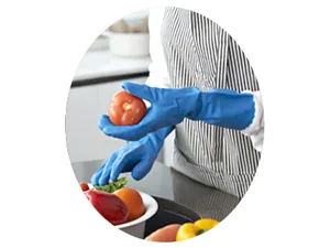 PACIFIC PPE Reusable Dishwashing Cleaning Gloves with Latex Free, Cotton Lining, Kitchen Gloves, Blue, Large Large (1 Pair) Blue - DURABLE PVC MATERIAL