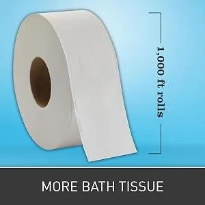 Pacific Blue Basic 2-Ply Jumbo Jr. 9" Toilet Paper by GP PRO (Georgia-Pacific), 12798, 1,000 Linear Feet per Roll, 8 Rolls Per Case Pacific Blue Basic 8 Count (Pack of 1) - product information 2