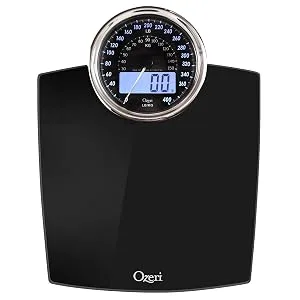 Ozeri Rev 400 lbs (180 kg) Bathroom Scale with Electro-Mechanical Weight Dial and 50 gram Sensor Technology (0.1 lbs / 0.05 kg), Black Black Vertical Platform - product information 1