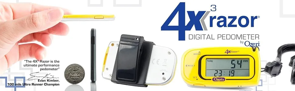 Ozeri 4x3razor Pocket 3D Pedometer and Activity Tracker with Bosch Tri-Axis Technology from Germany, Yellow - product information 4