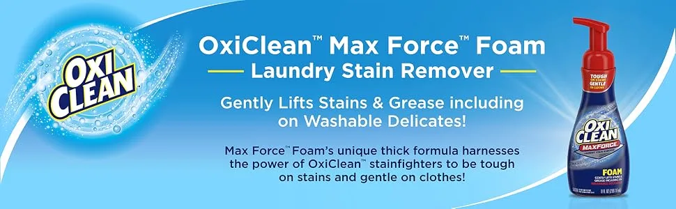 OxiClean Max Force Foam Laundry Pre-Treater, 9 oz - OxiClean Max Force Foam Laundry Gently Grease Delicates formula harness power stain fighters tough
