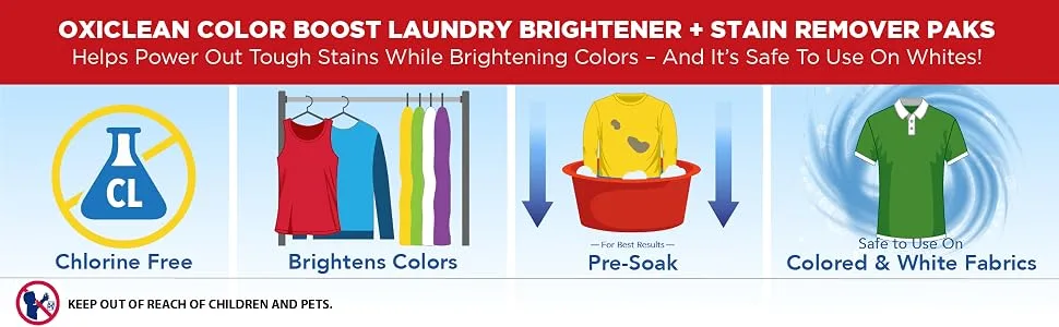 OxiClean Color Boost Color Brightener plus Stain Remover Power Paks, 26 Count 26 Count (Pack of 1) - product information 6